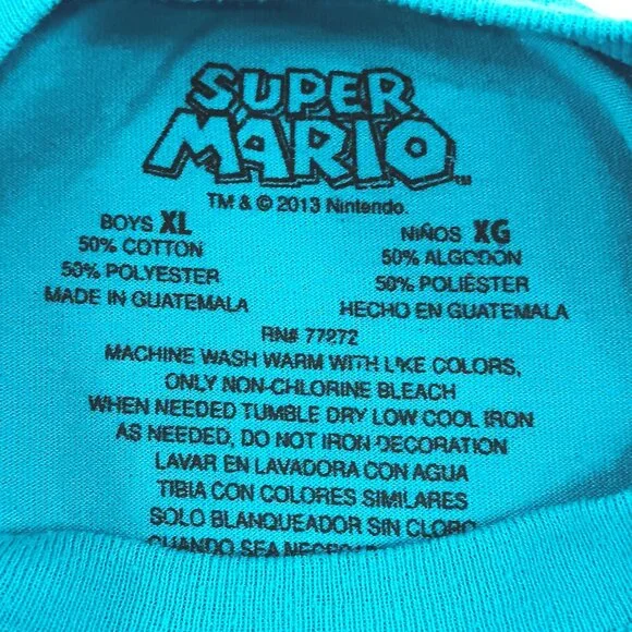 SUPER MARIO-Boy's Blue- Us vs Them- T-Shirt Top-  SIZE XL - Graphic T - Picture 5 of 8